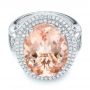 18k White Gold 18k White Gold Morganite And Double Diamond Halo Fashion Ring - Flat View -  101781 - Thumbnail