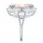18k White Gold 18k White Gold Morganite And Double Diamond Halo Fashion Ring - Side View -  101781 - Thumbnail