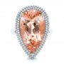18k White Gold 18k White Gold Morganite And Double Diamond Halo Fashion Ring - Top View -  101780 - Thumbnail