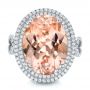  Platinum Platinum Morganite And Double Diamond Halo Fashion Ring - Top View -  101781 - Thumbnail