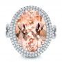 18k White Gold 18k White Gold Morganite And Double Diamond Halo Fashion Ring - Top View -  101781 - Thumbnail