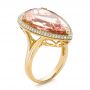 18k Yellow Gold 18k Yellow Gold Morganite And Double Diamond Halo Fashion Ring - Three-Quarter View -  101780 - Thumbnail