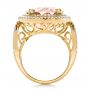 18k Yellow Gold 18k Yellow Gold Morganite And Double Diamond Halo Fashion Ring - Front View -  101781 - Thumbnail
