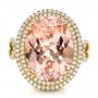 18k Yellow Gold 18k Yellow Gold Morganite And Double Diamond Halo Fashion Ring - Top View -  101781 - Thumbnail