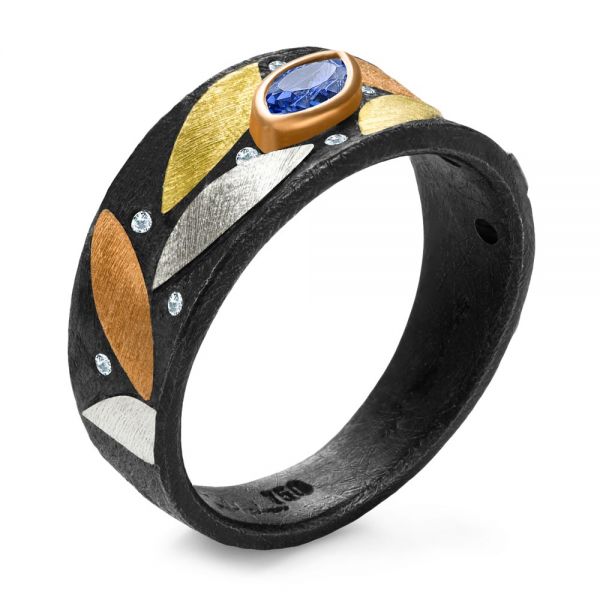 Multi-leaf Blue Sapphire and Diamond Fashion Ring - Image