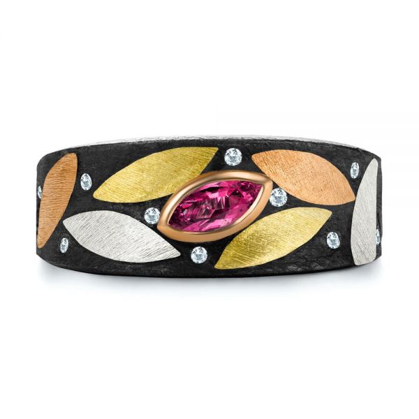 Multi-leaf Ruby And Diamond Fashion Ring - Top View - 107113