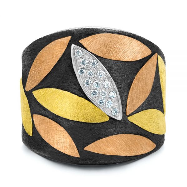 Multi-leaf And Diamond Cigar Band - Top View -  107108