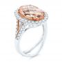 14k Rose Gold 14k Rose Gold Oval Morganite And Diamond Halo Fashion Ring - Three-Quarter View -  105006 - Thumbnail