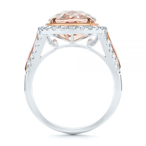 18k Rose Gold 18k Rose Gold Oval Morganite And Diamond Halo Fashion Ring - Front View -  105006