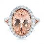 14k Rose Gold 14k Rose Gold Oval Morganite And Diamond Halo Fashion Ring - Top View -  105006 - Thumbnail