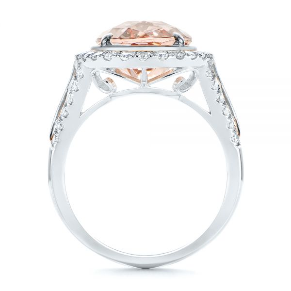 Platinum Platinum Oval Morganite And Diamond Halo Fashion Ring - Front View - 105006