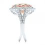 18k White Gold 18k White Gold Oval Morganite And Diamond Halo Fashion Ring - Side View -  105006 - Thumbnail