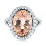  Platinum Platinum Oval Morganite And Diamond Halo Fashion Ring - Top View -  105006 - Thumbnail