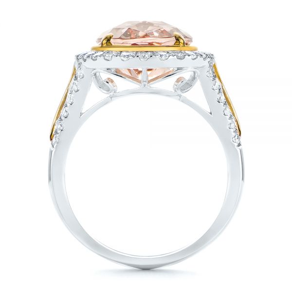 14k Yellow Gold 14k Yellow Gold Oval Morganite And Diamond Halo Fashion Ring - Front View - 105006