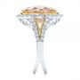 18k Yellow Gold 18k Yellow Gold Oval Morganite And Diamond Halo Fashion Ring - Side View -  105006 - Thumbnail