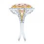 14k Yellow Gold 14k Yellow Gold Oval Morganite And Diamond Halo Fashion Ring - Side View -  105006 - Thumbnail