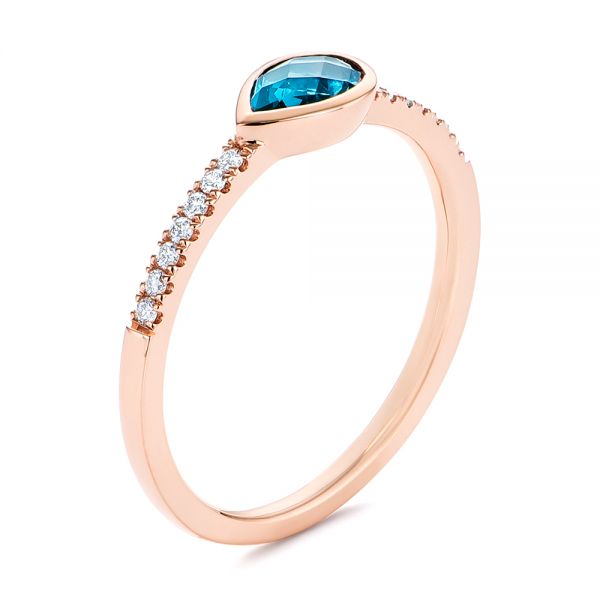 Pear London Blue Topaz and Diamond Stacking Ring - Image