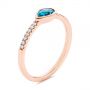 18k Rose Gold 18k Rose Gold Pear London Blue Topaz And Diamond Stacking Ring - Three-Quarter View -  105434 - Thumbnail