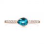 18k Rose Gold 18k Rose Gold Pear London Blue Topaz And Diamond Stacking Ring - Top View -  105434 - Thumbnail