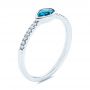 14k White Gold Pear London Blue Topaz And Diamond Stacking Ring - Three-Quarter View -  105434 - Thumbnail