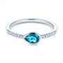  Platinum Platinum Pear London Blue Topaz And Diamond Stacking Ring - Flat View -  105434 - Thumbnail