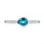 14k White Gold Pear London Blue Topaz And Diamond Stacking Ring - Top View -  105434 - Thumbnail