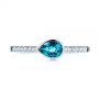 18k White Gold 18k White Gold Pear London Blue Topaz And Diamond Stacking Ring - Top View -  105434 - Thumbnail