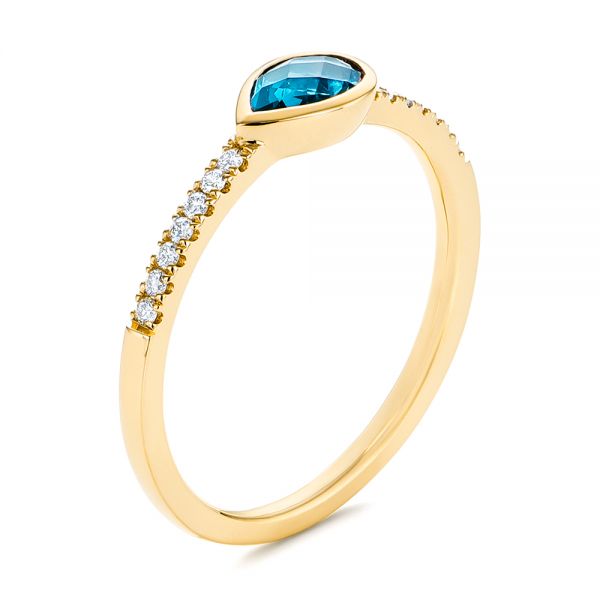 Pear London Blue Topaz and Diamond Stacking Ring - Image