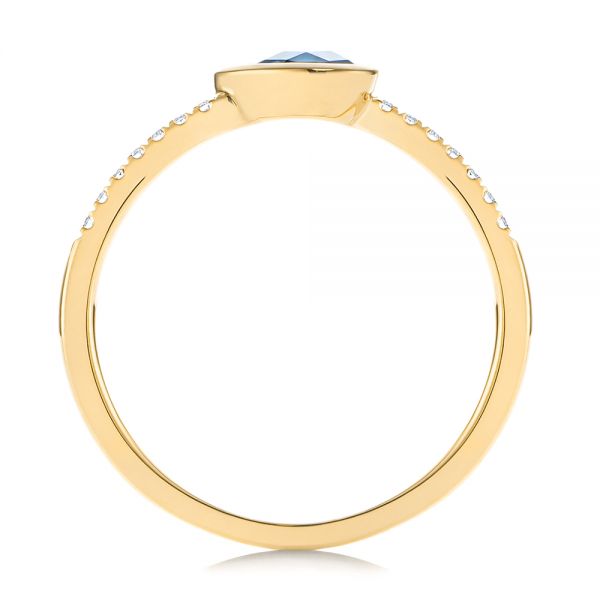 14k Yellow Gold 14k Yellow Gold Pear London Blue Topaz And Diamond Stacking Ring - Front View - 105434