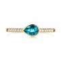 18k Yellow Gold 18k Yellow Gold Pear London Blue Topaz And Diamond Stacking Ring - Top View -  105434 - Thumbnail