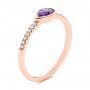 14k Rose Gold Pear Shaped Amethyst And Diamond Fashion Ring - Three-Quarter View -  105402 - Thumbnail