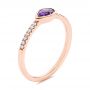 14k Rose Gold Pear Shaped Amethyst And Diamond Fashion Ring - Three-Quarter View -  105402 - Thumbnail