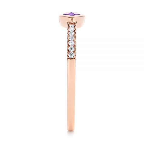 18k Rose Gold 18k Rose Gold Pear Shaped Amethyst And Diamond Fashion Ring - Side View -  105402
