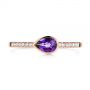 14k Rose Gold Pear Shaped Amethyst And Diamond Fashion Ring - Top View -  105402 - Thumbnail