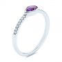 18k White Gold 18k White Gold Pear Shaped Amethyst And Diamond Fashion Ring - Three-Quarter View -  105402 - Thumbnail