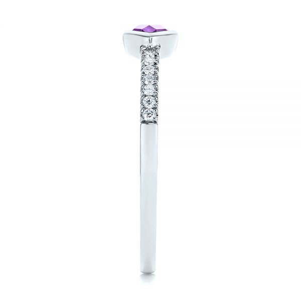 14k White Gold 14k White Gold Pear Shaped Amethyst And Diamond Fashion Ring - Side View - 105402