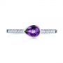 18k White Gold 18k White Gold Pear Shaped Amethyst And Diamond Fashion Ring - Top View -  105402 - Thumbnail