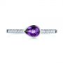 14k White Gold 14k White Gold Pear Shaped Amethyst And Diamond Fashion Ring - Top View -  105402 - Thumbnail