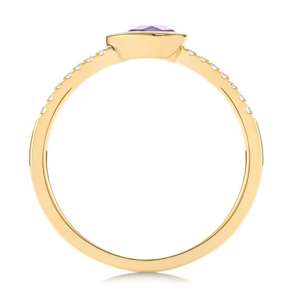 18k Yellow Gold 18k Yellow Gold Pear Shaped Amethyst And Diamond Fashion Ring - Front View - 105402