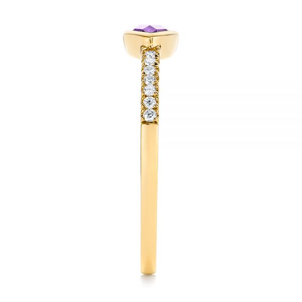 18k Yellow Gold 18k Yellow Gold Pear Shaped Amethyst And Diamond Fashion Ring - Side View -  105402