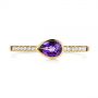 14k Yellow Gold 14k Yellow Gold Pear Shaped Amethyst And Diamond Fashion Ring - Top View -  105402 - Thumbnail