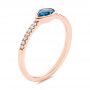 14k Rose Gold Pear Shaped London Blue Topaz And Diamond Fashion Ring - Three-Quarter View -  105403 - Thumbnail