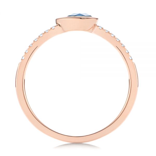 18k Rose Gold 18k Rose Gold Pear Shaped London Blue Topaz And Diamond Fashion Ring - Front View -  105403