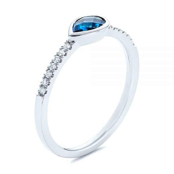 Pear Shaped London Blue Topaz and Diamond Fashion Ring - Image