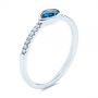 18k White Gold 18k White Gold Pear Shaped London Blue Topaz And Diamond Fashion Ring - Three-Quarter View -  105403 - Thumbnail
