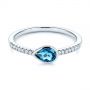  Platinum Platinum Pear Shaped London Blue Topaz And Diamond Fashion Ring - Flat View -  105403 - Thumbnail