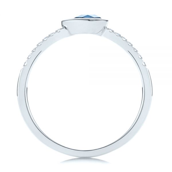  Platinum Platinum Pear Shaped London Blue Topaz And Diamond Fashion Ring - Front View -  105403