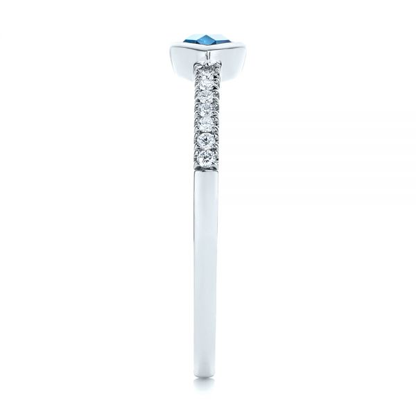 Platinum Platinum Pear Shaped London Blue Topaz And Diamond Fashion Ring - Side View - 105403