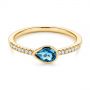 14k Yellow Gold 14k Yellow Gold Pear Shaped London Blue Topaz And Diamond Fashion Ring - Flat View -  105403 - Thumbnail