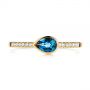 14k Yellow Gold 14k Yellow Gold Pear Shaped London Blue Topaz And Diamond Fashion Ring - Top View -  105403 - Thumbnail